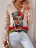 Neues bedrucktes V-Ausschnitt-Oberteil Damen beliebter Pullover Langarm Frühling und Herbst Pullover