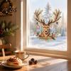 Christmas Window Decals Watercolor Reindeer Cling, Removable Reusable Elk Head Static Waterproof PVC Clings Decal, Animal Decorative Glass Sticker for