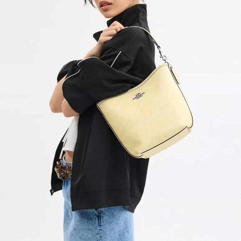 COACH City Bucket Coated Canvas One Shoulder Handbag Small Women's Hay Color CT800-SVMN0