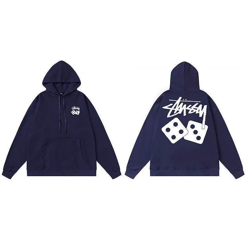 Stussy Mens Hooded Sweatshirt Casual Loose Fit Streetwear Printed Pullover