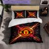 Juego de Cama de 3 Piezas con Patrón del Manchester United Suave Microfibra Funda Nórdica con Fundas de Almohada para Dormitorio