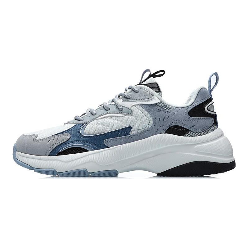 Chaussures de course basses résistantes à l'abrasion Li Ning pour homme Blanc Bleu AGCR205-3