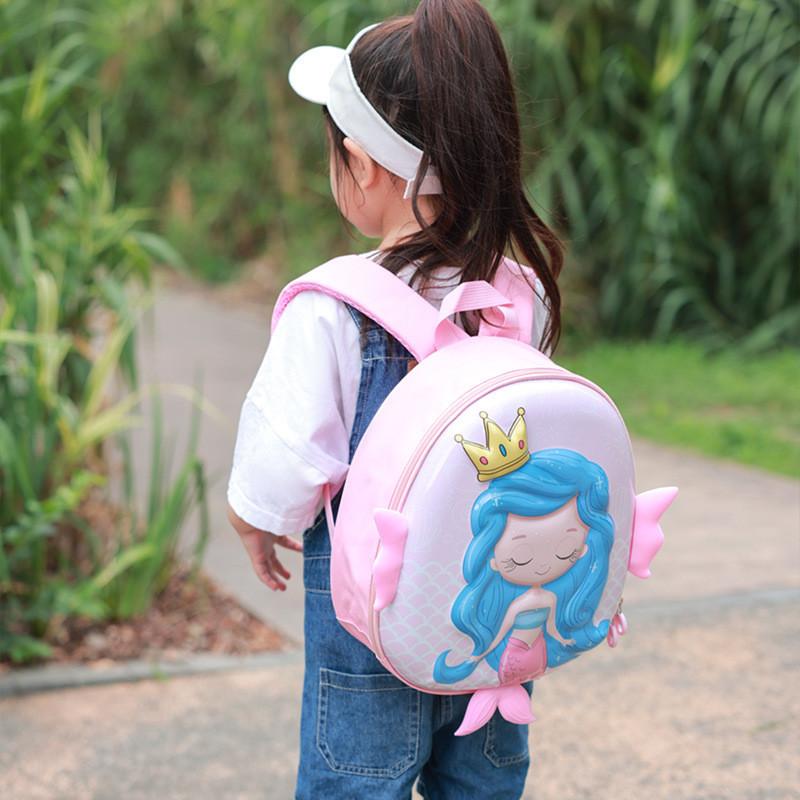 Stylish And Fun Mermaid Shell Backpack For Kids Featuring Colorful Animal Patterns