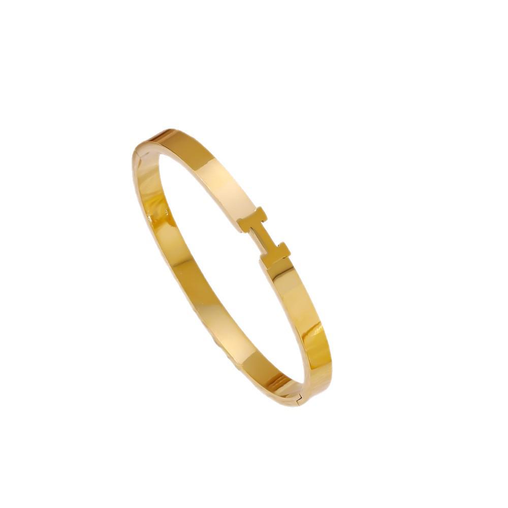 18K Goldplattiertes Titanstahlarmband – Europäische & Amerikanische Mode, Anlaufbeständig