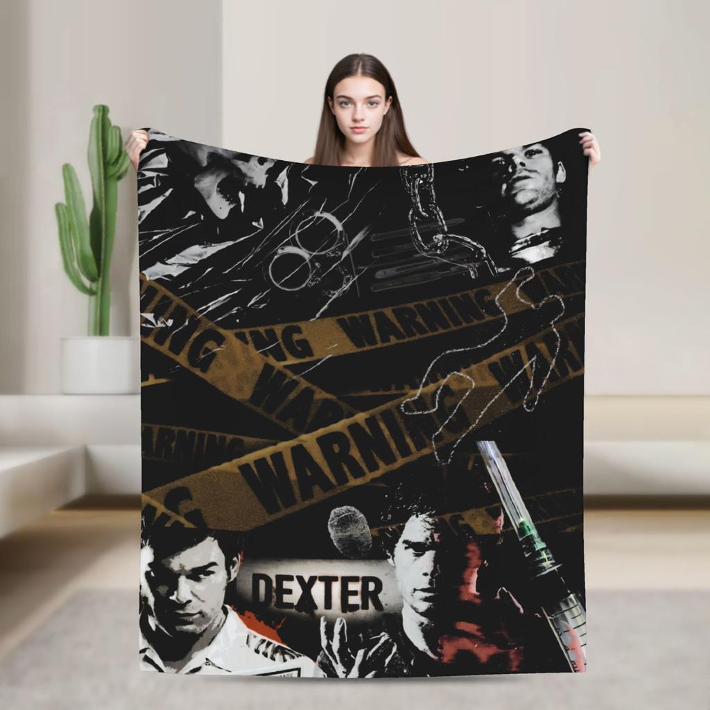 Dexter Morgan Blut Lügt Nie Gestrickte Decken Fleece TV-Serie Weiche Überwurfdecken für Draußen Reisen Steppdecke Atmungsaktiv