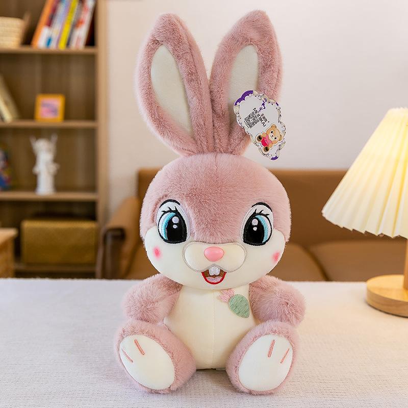 Long Ears Sweet Rabbit Plush Toys Grinning Rabbit Pillow Office Companion Doll Home Decoration