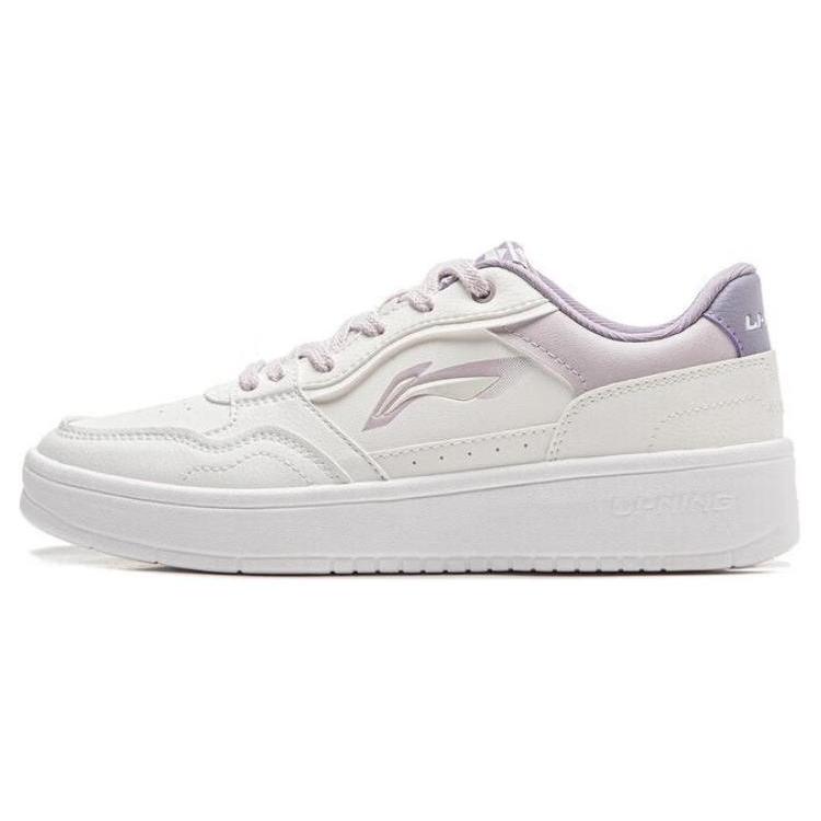 

New LiNing Newly Anti Slip Wear Resistant Low Top Skateboard Shoes Women s White Purple AGCT474-2 35.5