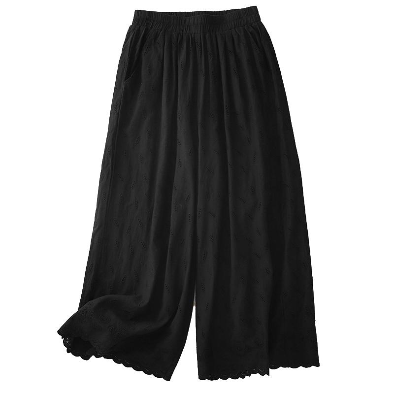 DIMANAF Summer Plus Size Women High Waist Basic Elastic Pants Loose Casual Trousers Cotton Wide Leg Pants