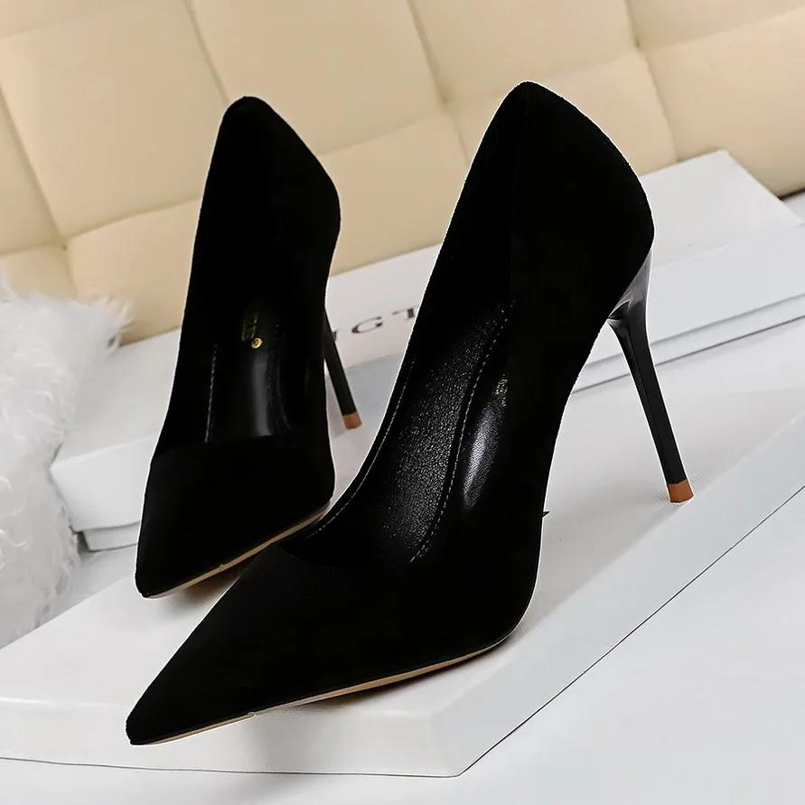 Scarpe da Donna con Tacco Alto 9cm Décolleté Stripper Scamosciato Floccato Taglie Forti Escarpins Tacchi da Matrimonio Sposa Lady Scarpe Verdi Blu Gialle