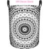 Black White Bohemian Mandala Laundry Basket with Handle Waterproof Collapsible Cloth Hamper Round Storage Basket for Bathroom Be