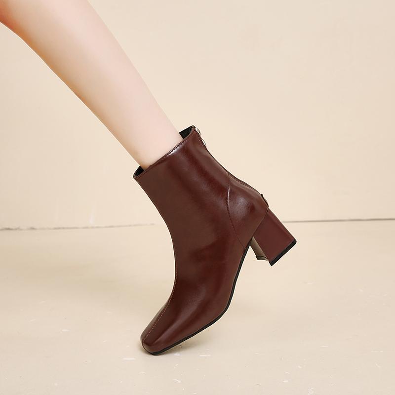 Women 2025 Autumn/winter Square Toe Women's Boots Fashion Zipper Casual Comfortable  Ankle Boots for Woman Size 35-40