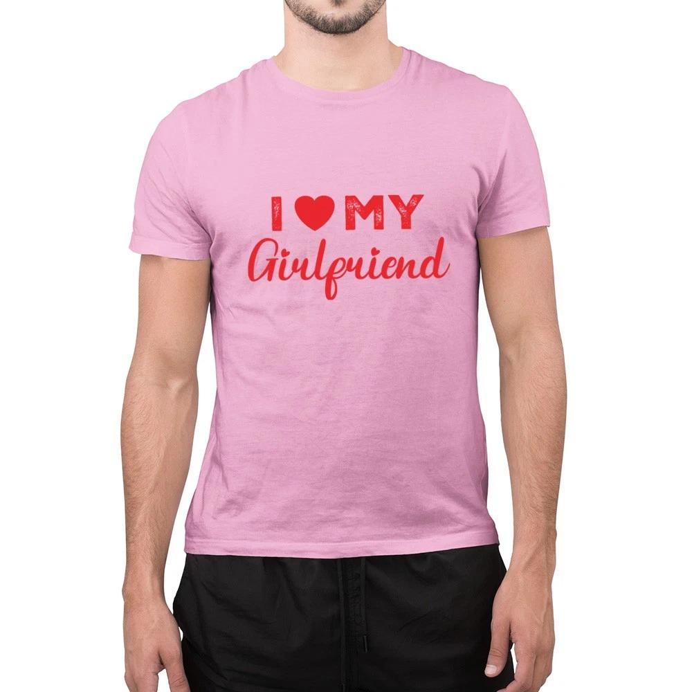 I Love My Girlfriend Unisex T-Shirt Valentines Day Gift for Men Boys S
