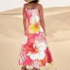 Women's Casual Tie- Floral Print Sleeveless Pocket Dress