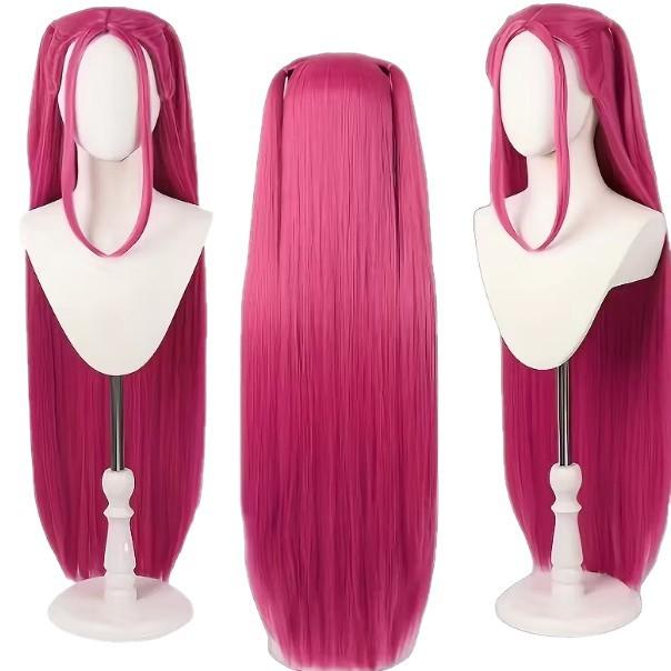 Witch Hunting Group Cos Wig, Mila Rose Red Long Straight Wig, Lumi Purple Braid Wig