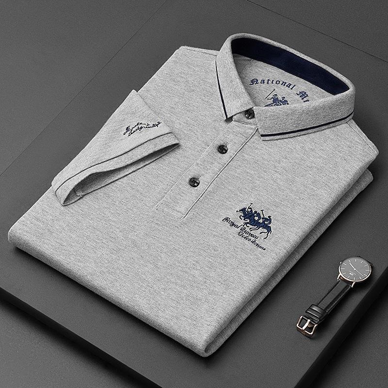 New Summer Solid Color Embroidered POLO T-Shirt for Men - Trendy Casual Short Sleeve