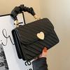 Elegancka Pikowana Torebka z Zamkiem w Kształcie Serca, Damska Torebka Crossbody z Podwójnym Paskiem, Stylowa Wszechstronna Damska Torba na Ramię Tote