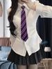 Waist-Cinching Slim White Academy Style JK Shirt for Spring and Autumn