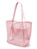 Women Large Capacity Beach Bag Durable Polyester Woven Shoulder Bag Portable Storage Bag Foldable Swimming Bag for Travel Purse
