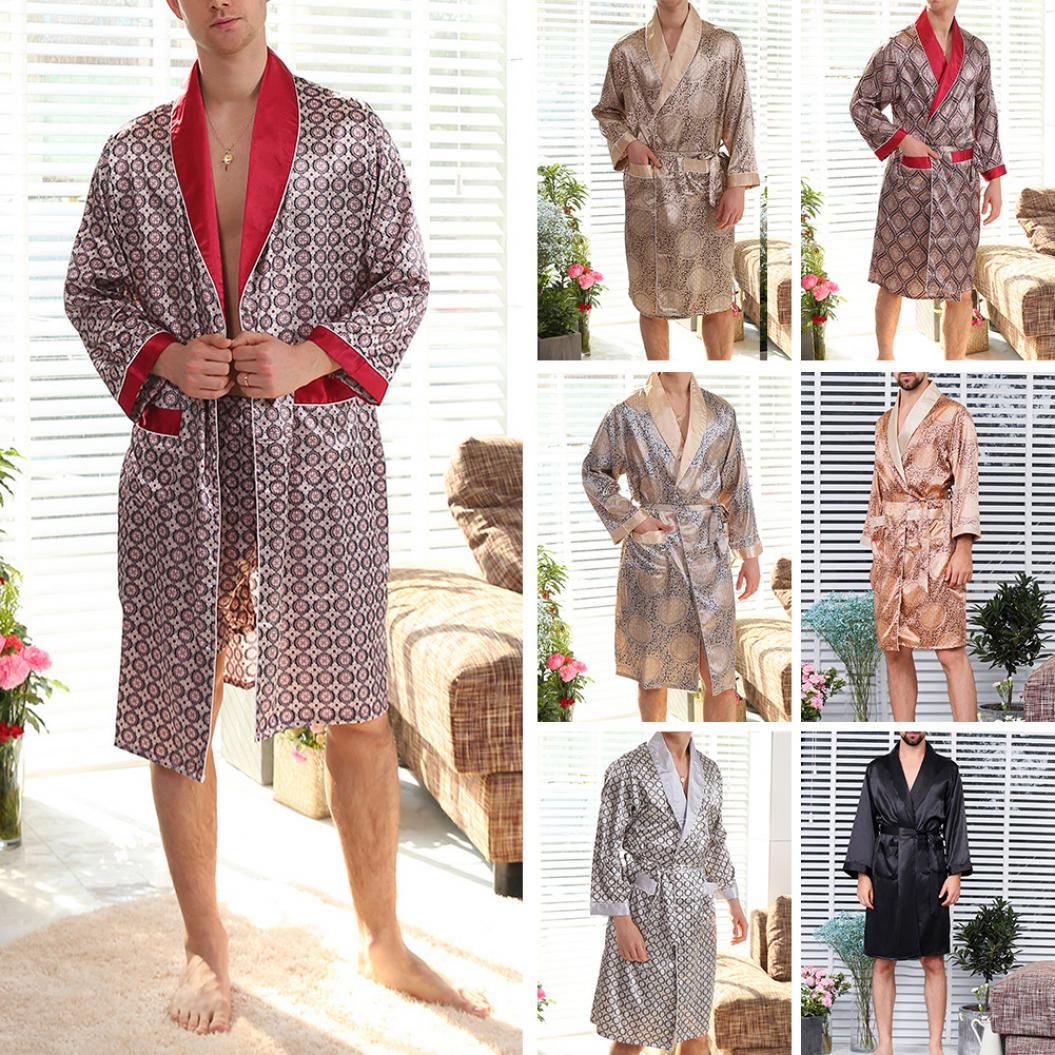 

Мода Имитация Шелк Мужская Весна Лето Халат Пижама Ночная рубашка Халат