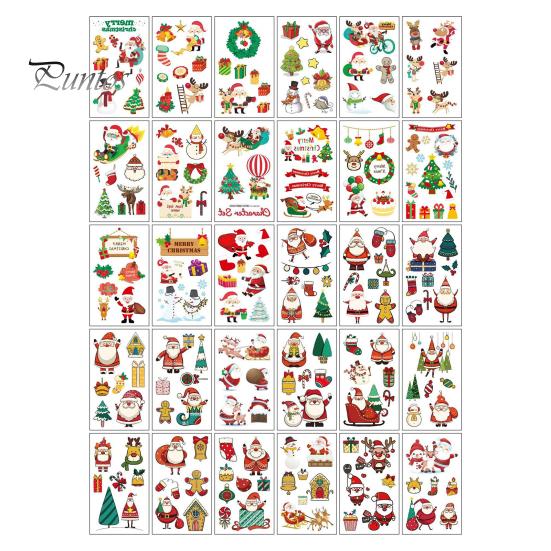 

10/12/30 листов временных татуировок на Рождество, праздничные поддельные татуировки, наклейки для тела и лица, рождественские украшения на день рождения, сувениры для вечеринок A