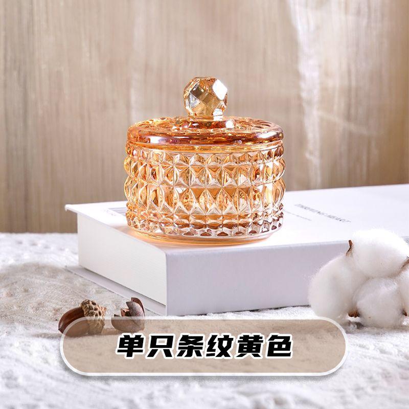 European Creative Luxury Crystal Glass Candy Jar with Lid Dried Fruit Jar Jewelry Storage Box Home Decoration Storage Jar