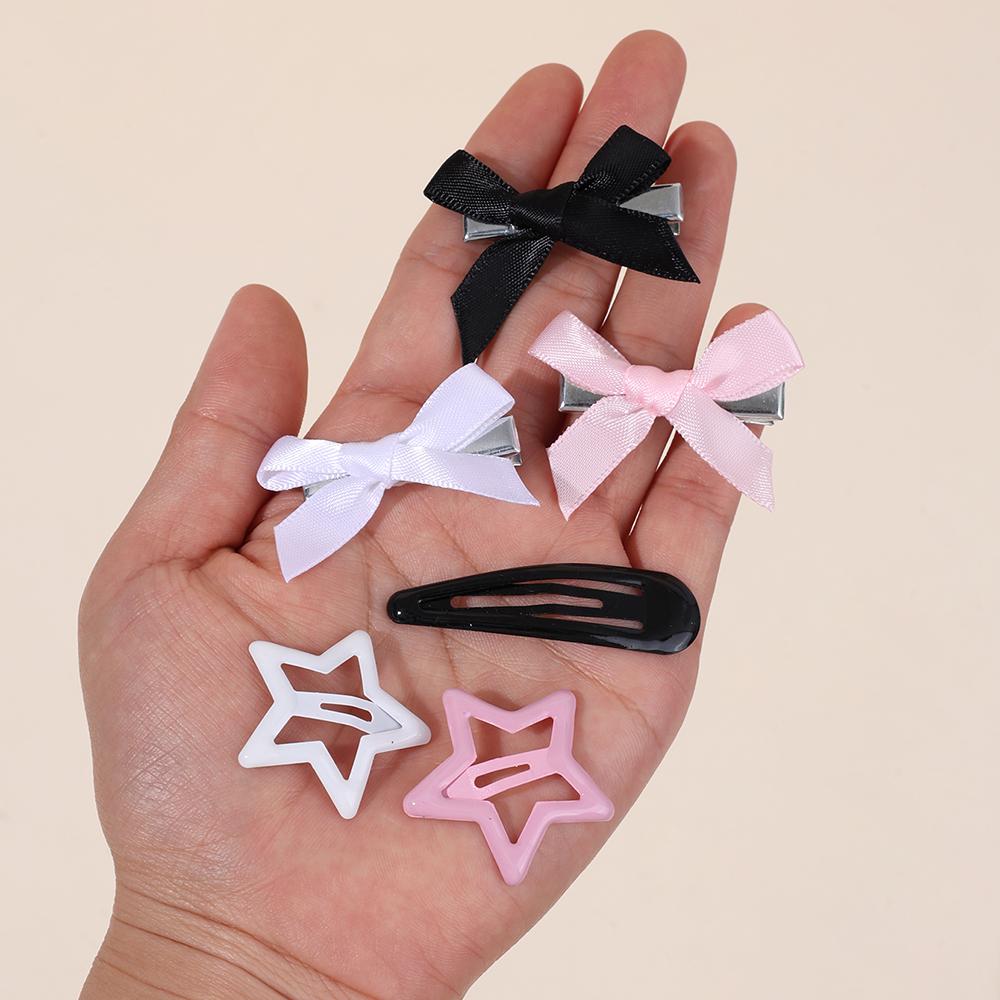 36Pcs Y2K Hair Accessories Set For Women Girls Colorful Silk Ribbons Bows Hair Clips Sweet Star BB Barrette Fashionable Headwear