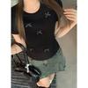 Korean bow design front shoulder crew neck short-sleeved T-shirt women's spring and summer new slim and thin casual top