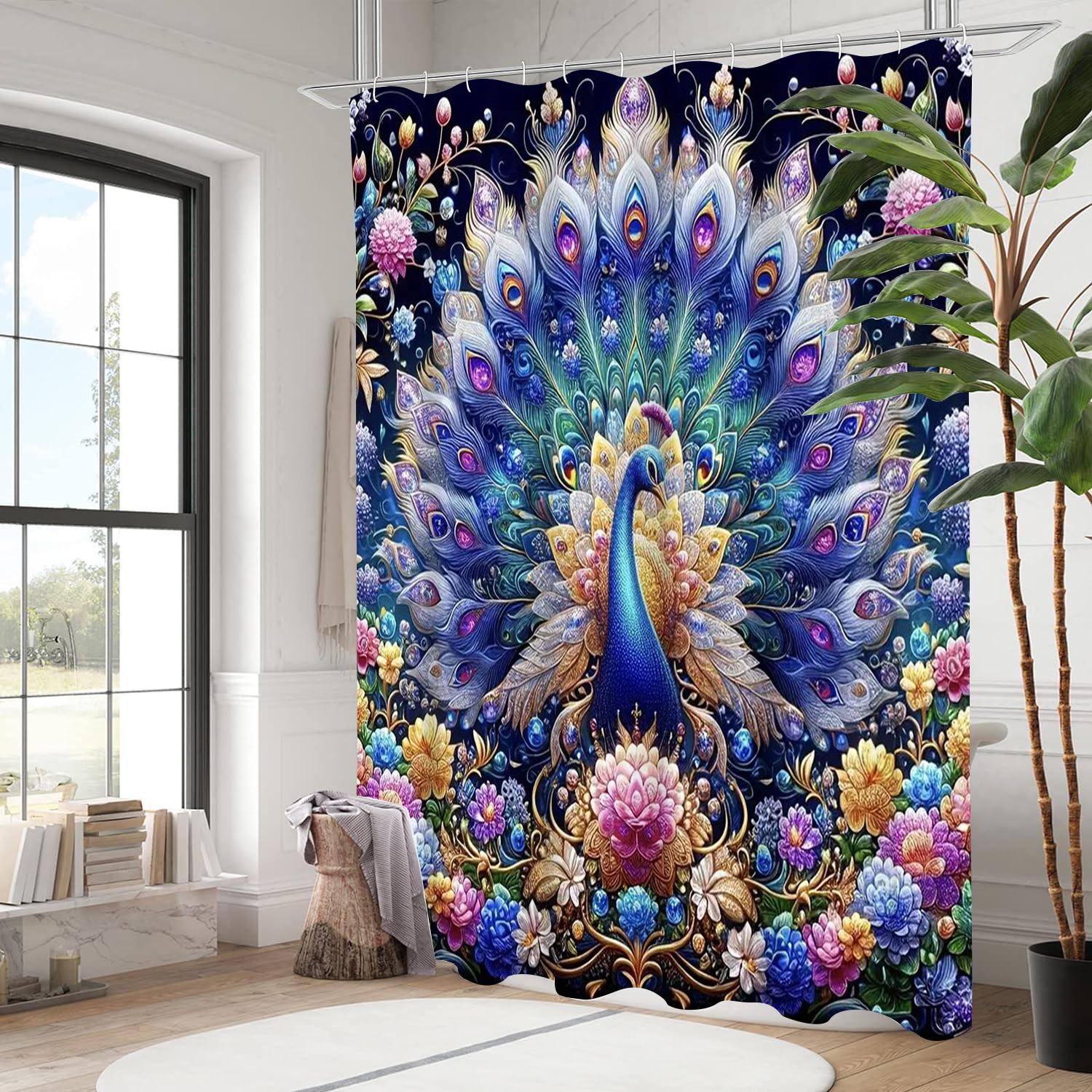 

Занавеска для ванной с узором павлина Водонепроницаемая занавеска для душа для ванной с 12 крючками Домашний декор Бесплатная доставка 180x180cm curtain фиолетовый