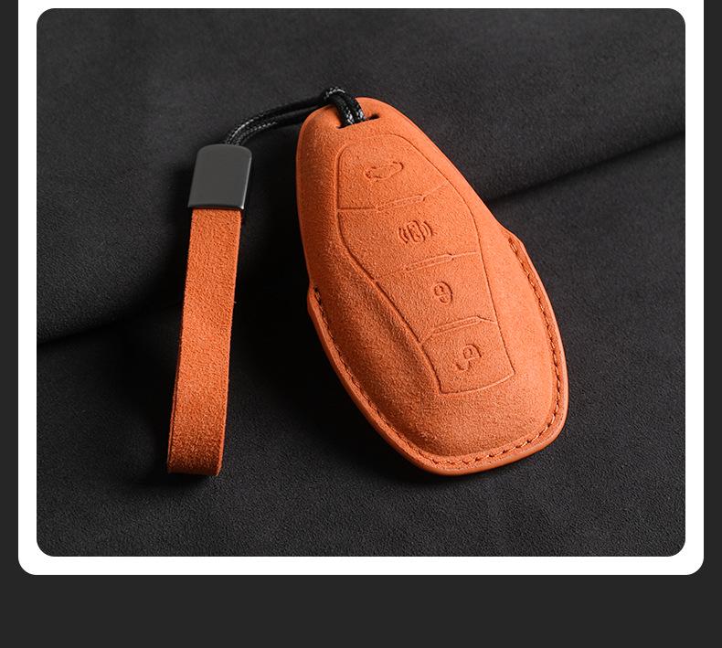 Car Key Case for Hongqi Models: H6, HS5, H5, H9, EH7, HS3, HQ9 - Interior Flocking with Buckle