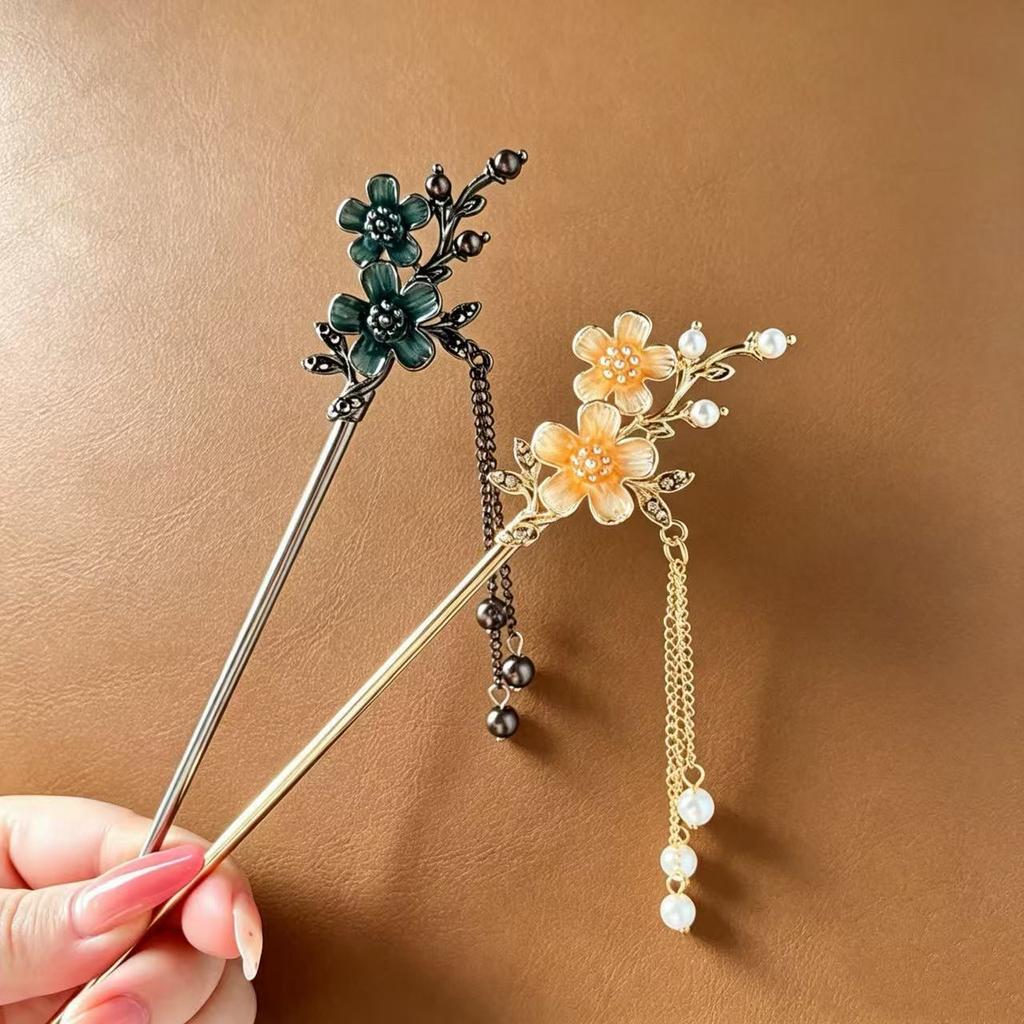 Antique Double Flower Hairpin, Advanced Sense, New Chinese Style Disc Hair Accessories, Hanfu Step Shake Xiuhe Headdress, Hairpin, Hairpin Jewelry