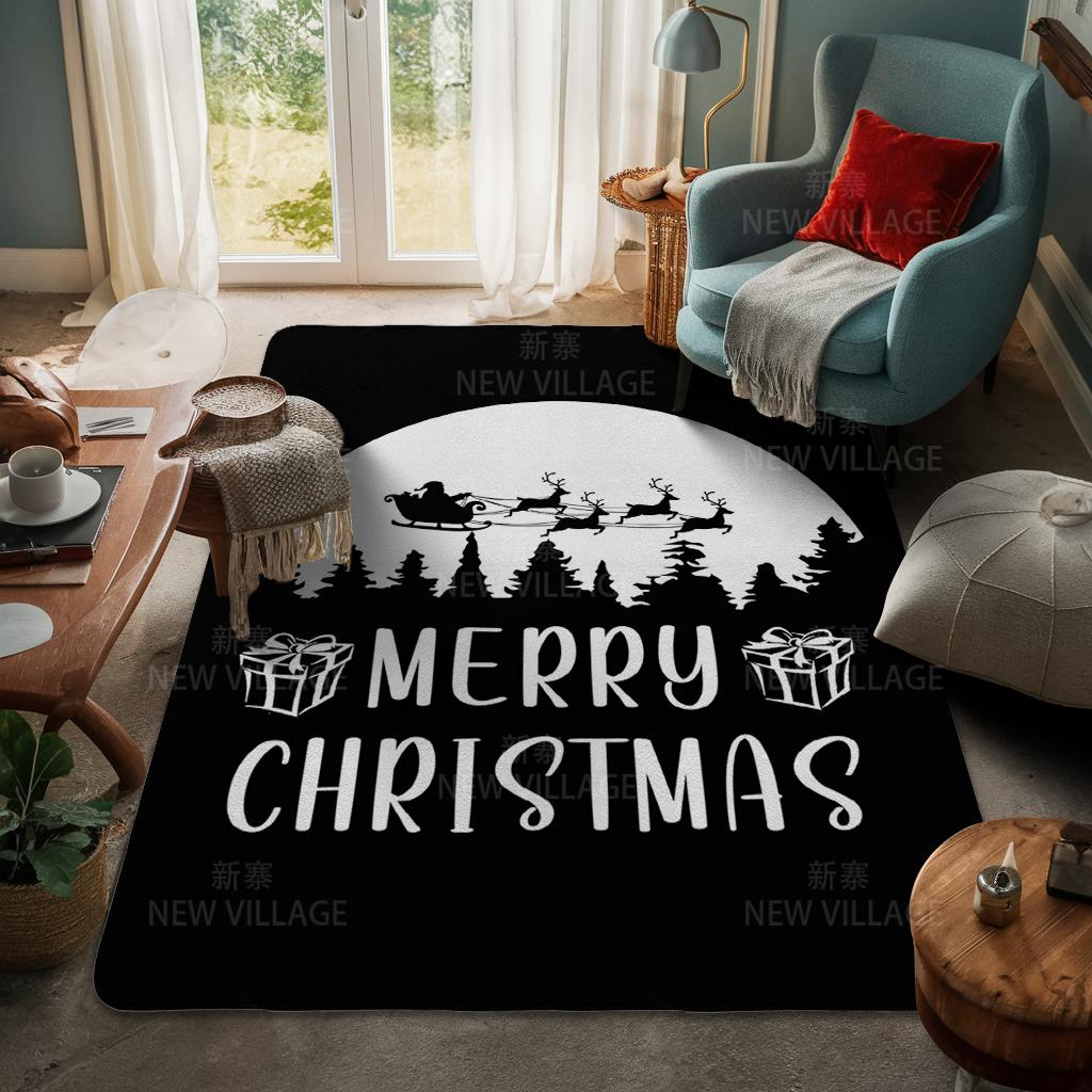 House Entrance Carpet Home Door Mat Living Room Bath Foot Bathroom Non-slip Water Absorption Rugs Bath Merry Christmas Winter
