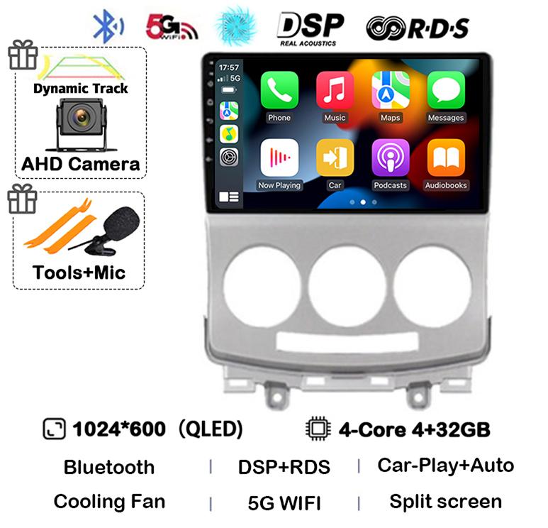 Android 14 Carplay Auto Car Radio For Mazda 5 2005 2006 2007 2008 2009 2010 GPS Multimedia Player Stereo Head Unit Audio WIFI+4G