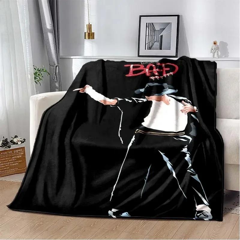 Custom Pop Music Michael J-Jackson Printed Flannel Blanket , Warm Soft Cozy Blanket Flannel Livingroom Home Decor Birthday Gi