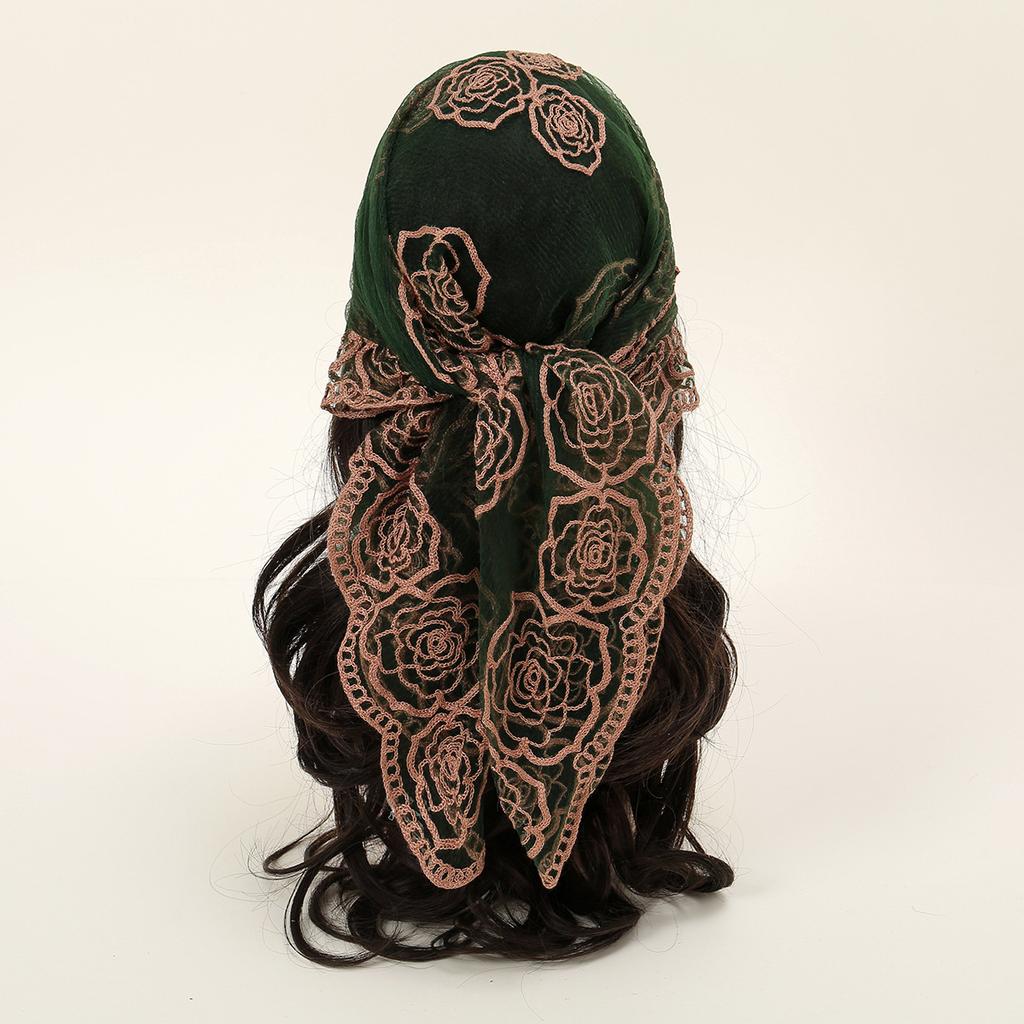 Spitzen Paisley Stickerei Bandana Quadratisches Tuch Atmungsaktive Schals Damen Sonnenschutz Schal Stirnband