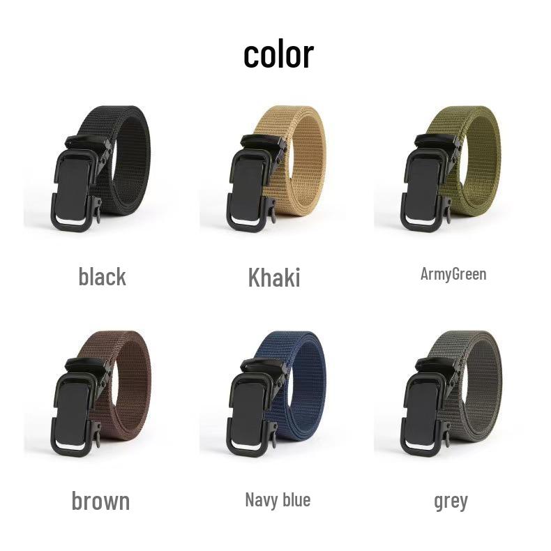 Men's Nylon Belt with Automatic Buckle - Tactical, Outdoor, and Military Training Use