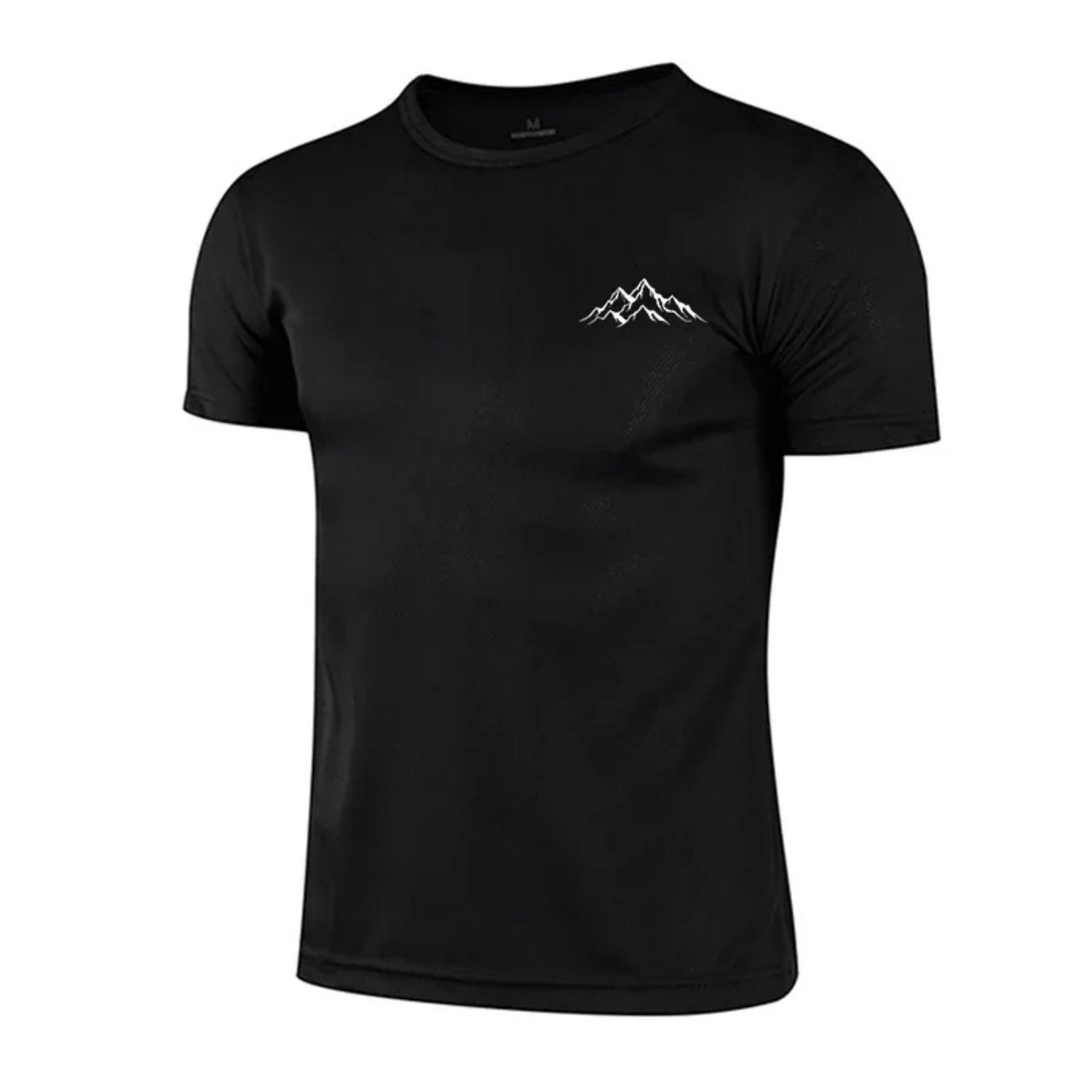 

Fashion Men s Casual T-shirt Quickdry Cool Tees High Quality Male Summer Sport Jogging Short Sleeved Top S чёрный