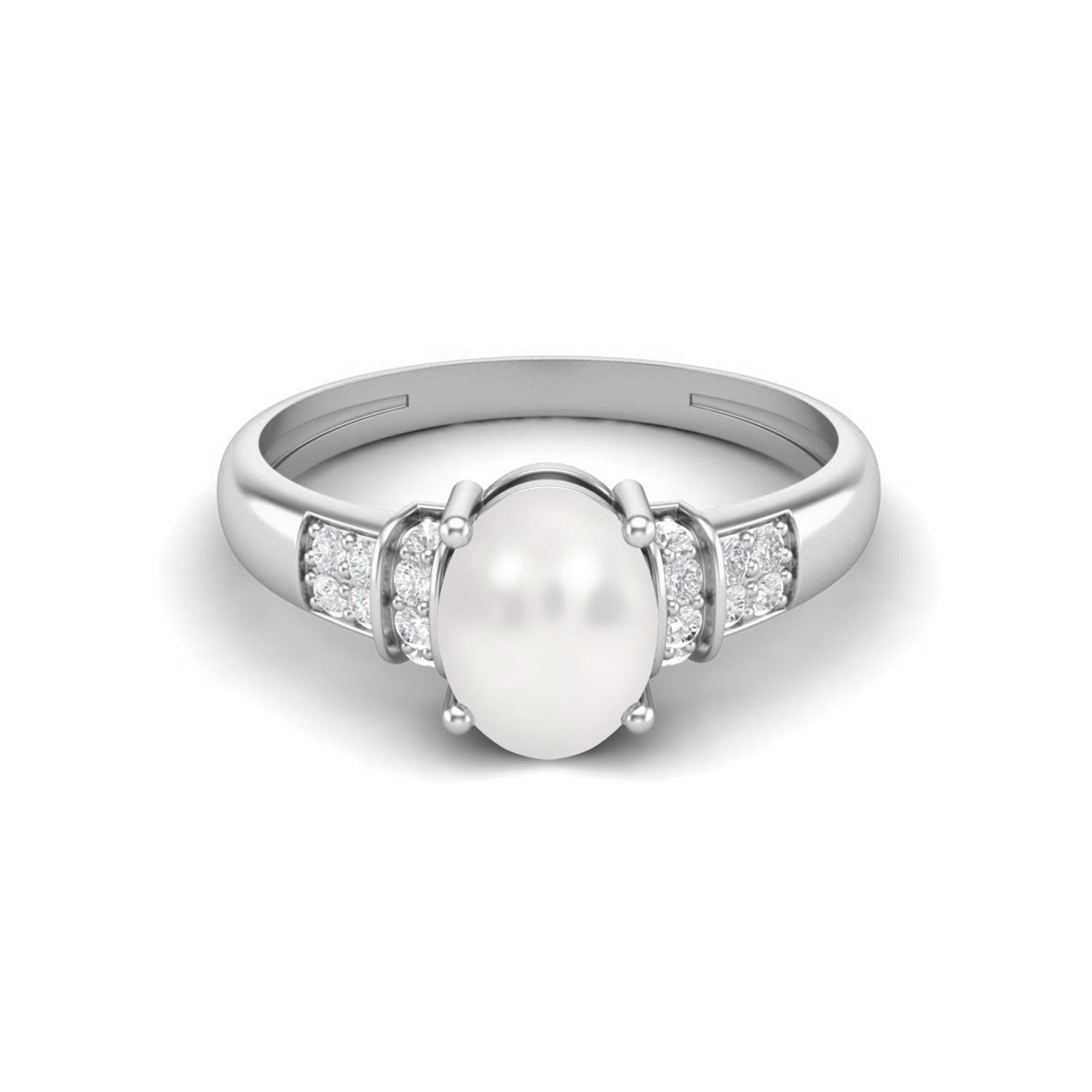 

925 Sterling Silver 1.66 Ct Oval Cut Pearl Engagement Women Ring 9 белый