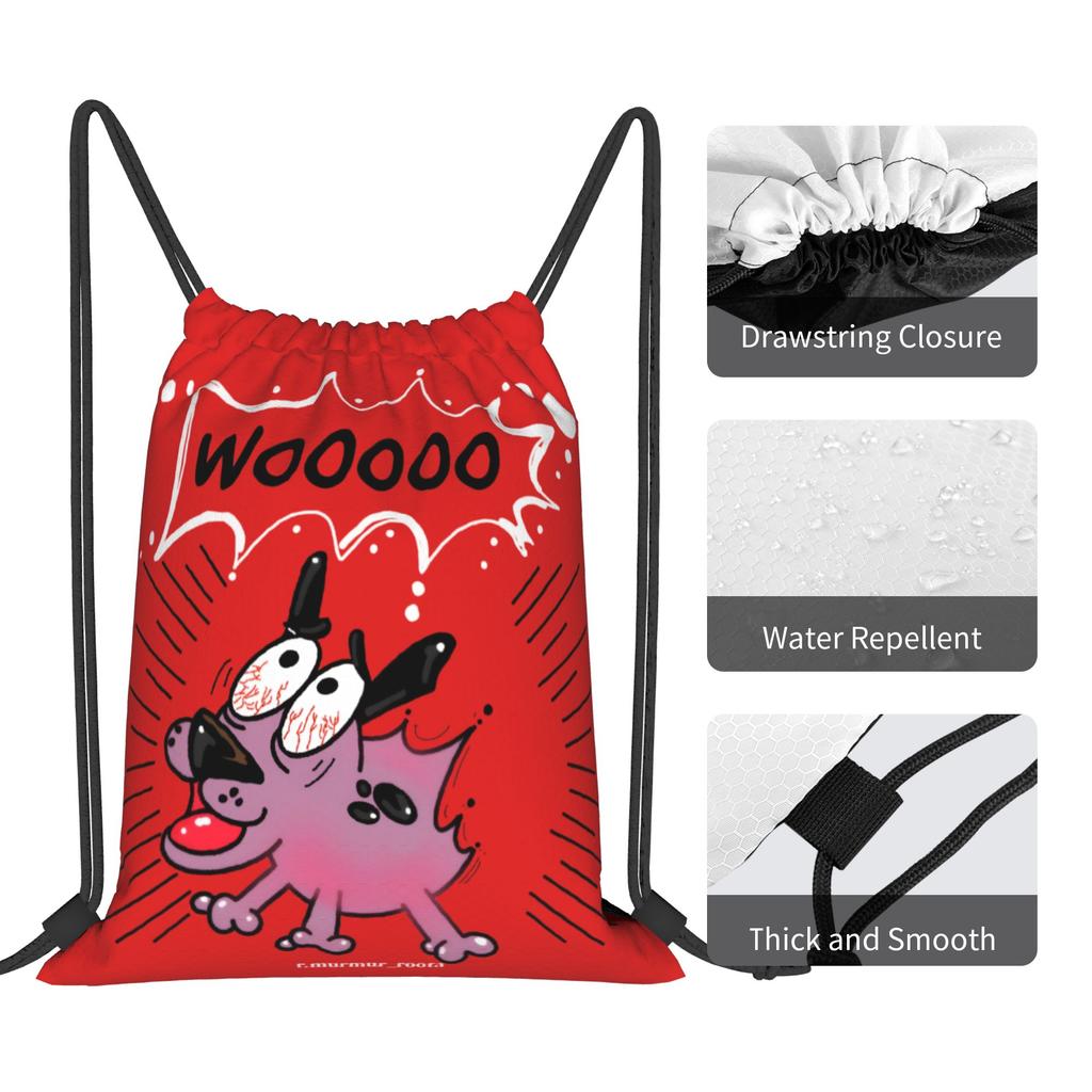 Custom Cowardlyes Dogs Anime Drawstring Bag for Training Yoga Backpacks Men Women Slapstick Sports Gym Sackpack
