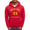 Barcelona España Badge Printing Hoodies Men Fleece Oversized Streetwear All-Match Pocket Hoody Autumn Casual Male Clothing