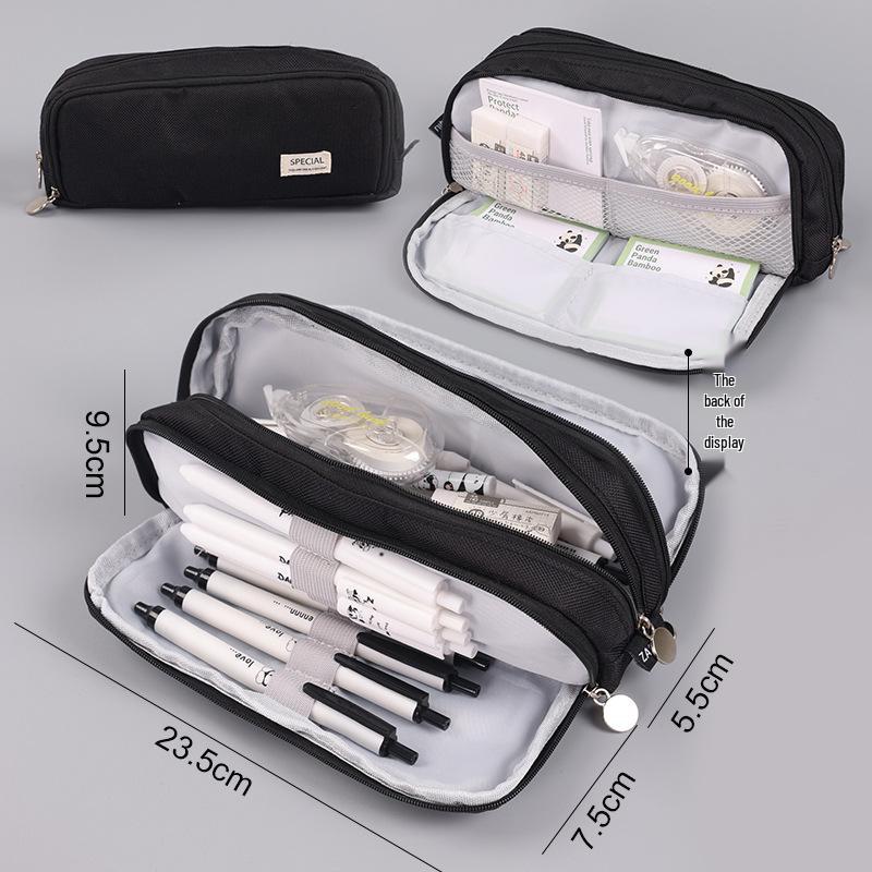 

Large Capacity Korean Style Oxford Cloth Pencil Case with Double Zipper for Primary & Middle School Students