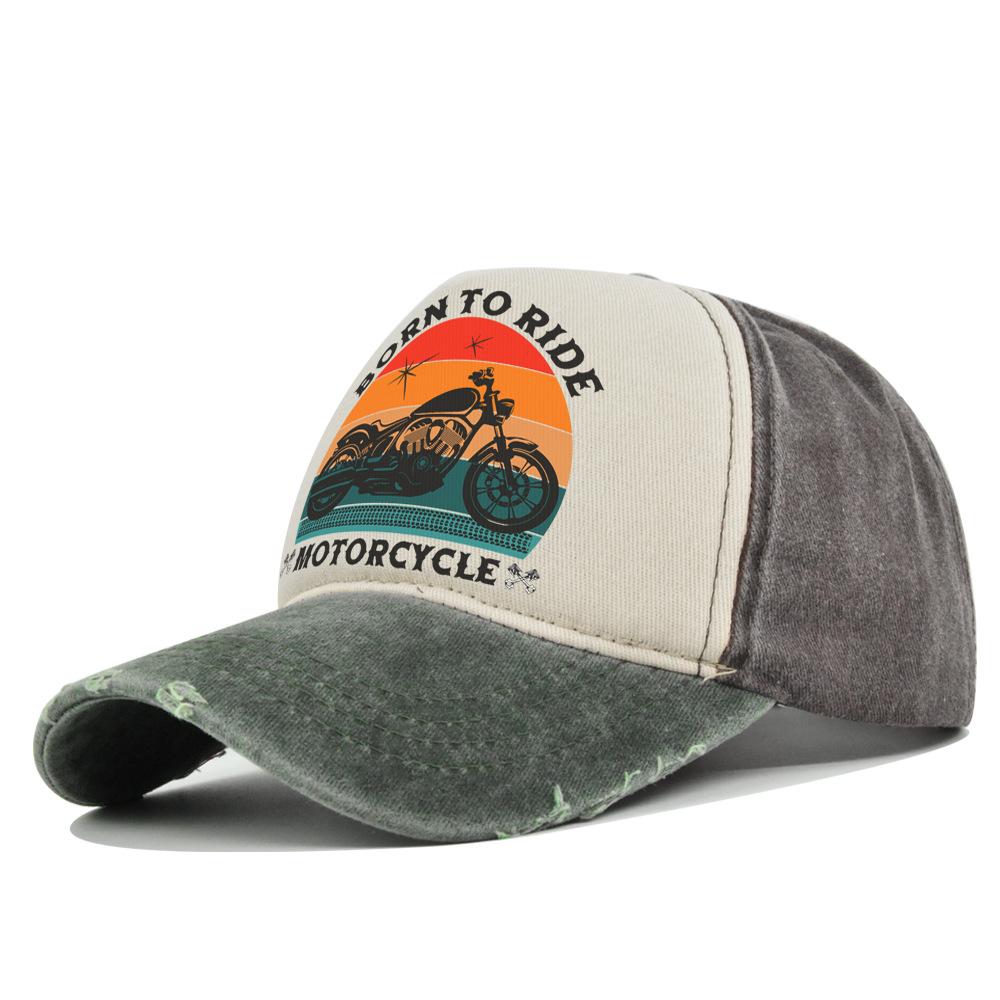 Fashion Motorcycle Baseball Caps for Men Women Retro Printed Caps Cotton Sponge Truck Caps Men's Washed Old Sun Hat Casquette