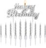 11pcs Happy Birthday Candles Letter Cake Topper with Spiral Candles for Cake Topper Birthday Decoration Party Supplies polychrom
