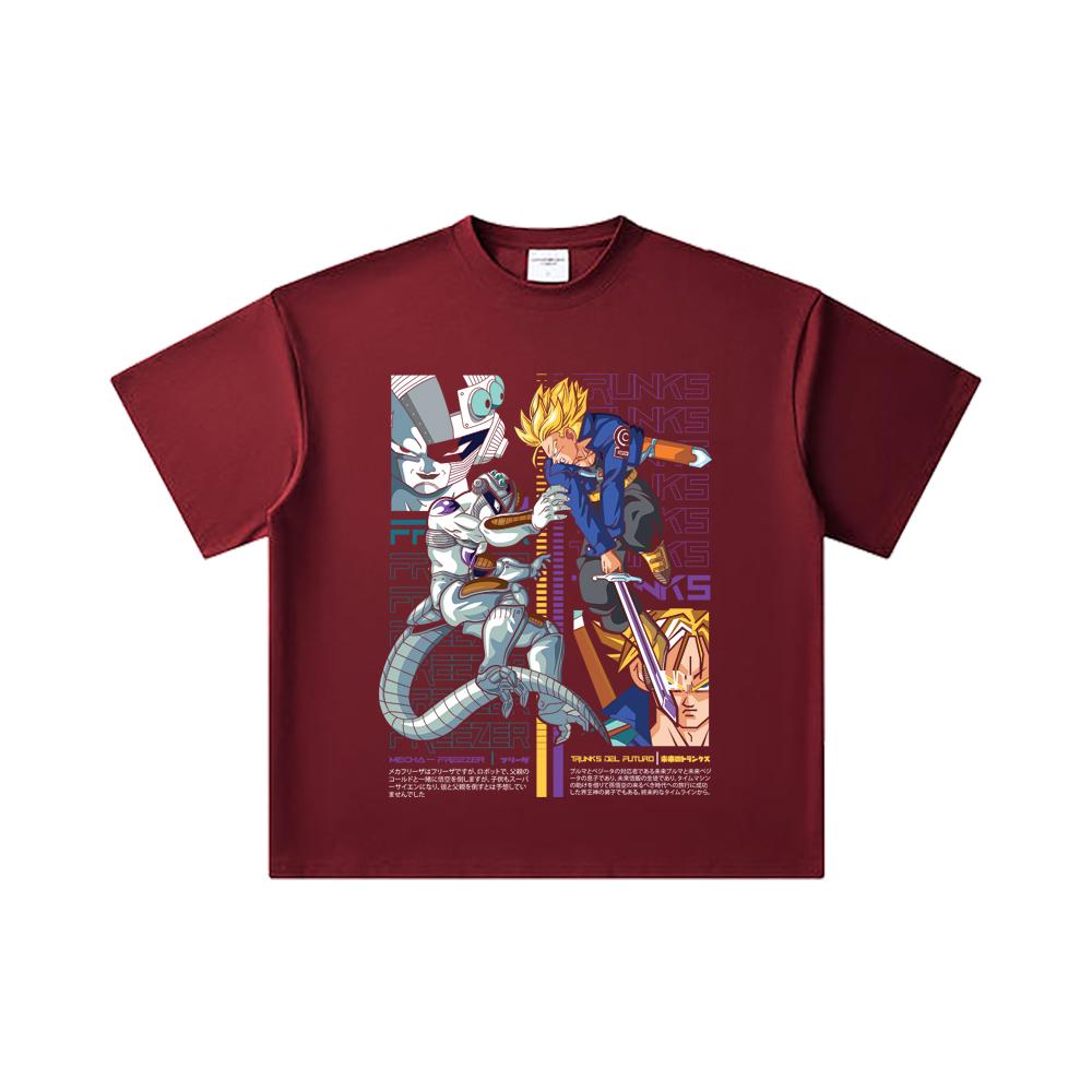 260 GSM Double Yarn 32 Count 100% Cotton Dragon Ball V50 Trunks Freeza Print Unisex Heavy Cotton T Shirt