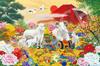 Epoch 1500 Small Piece Jigsaw Puzzle Auspicious Lucky Sheep X 75 Includes and Point - Illustration/Art - Picture (50 Cm) 15-704s - Glue, Spatula,