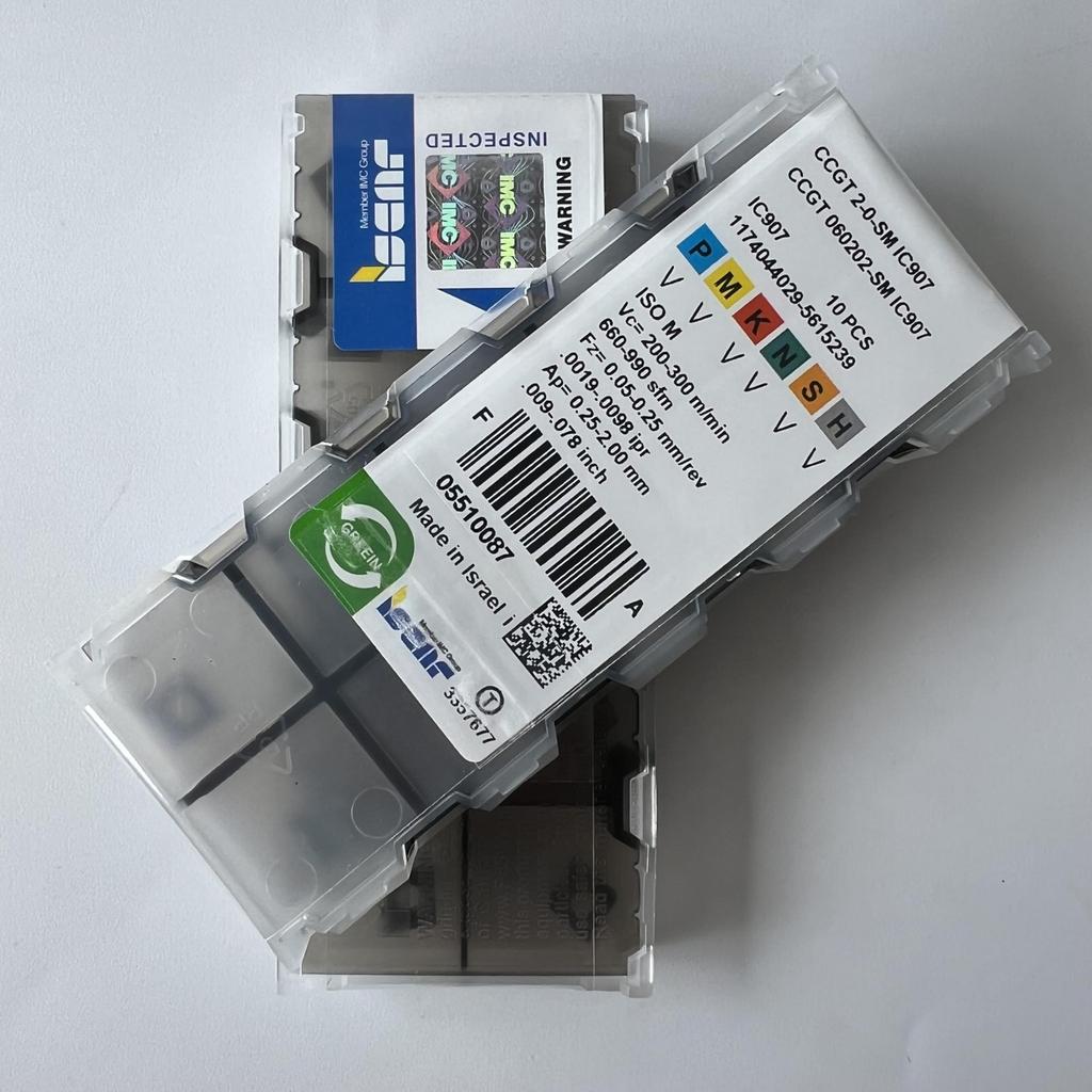 ISCAR / CCGT060202-SM IC907 / Industrial indexable carbide inserts 10 Pcs