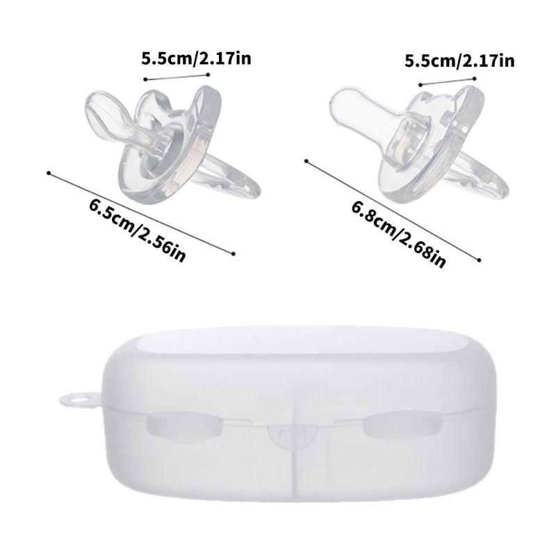 2pcs Infant Soother Soft Silicone Comforting Baby During Weaning Phase for Day And Night Use with Portable Storage Case