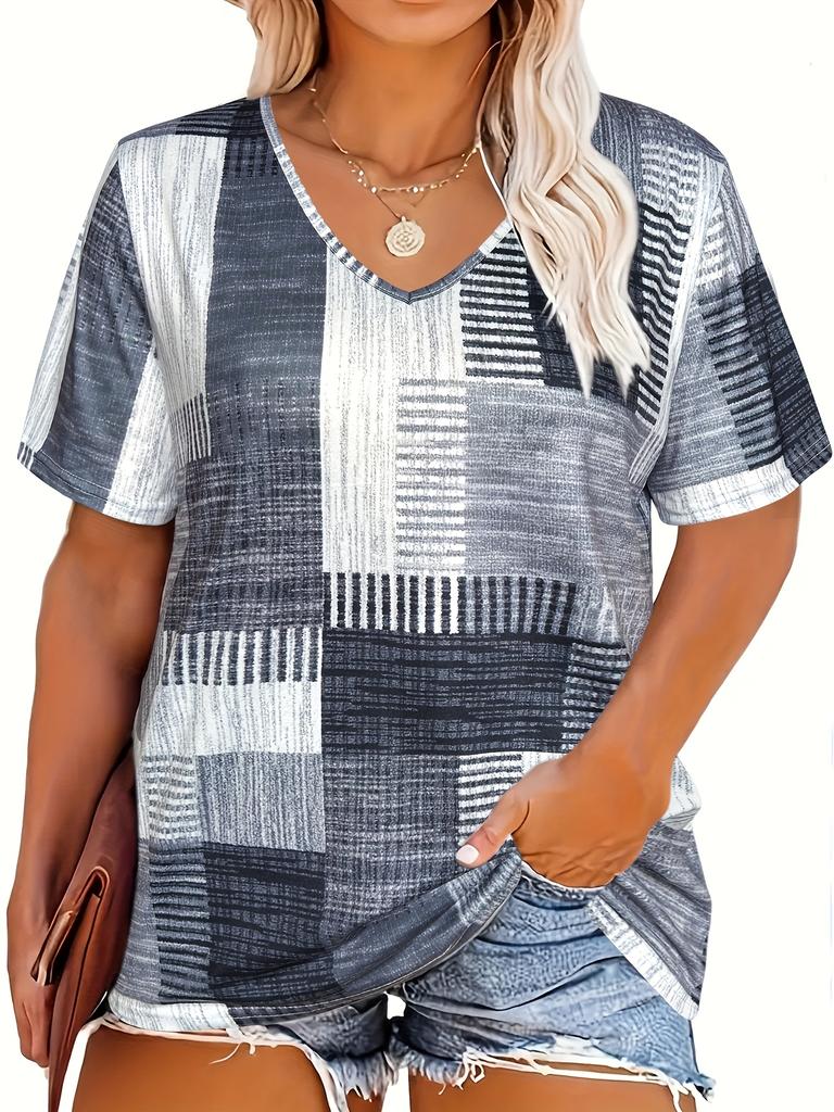 European And American Women'S Casual V-Neck Short-Sleeve Top