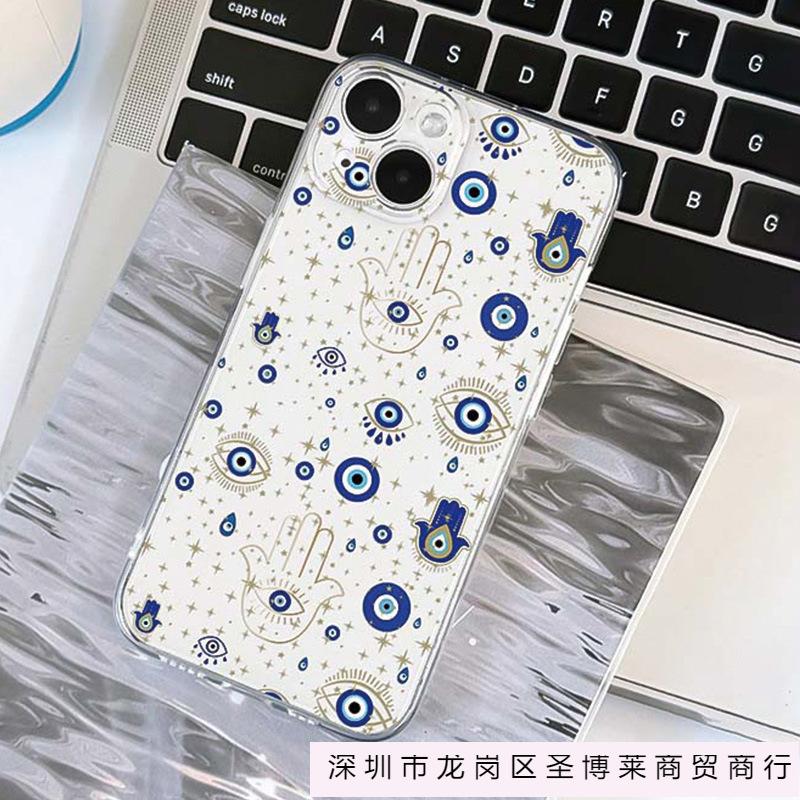 Trendy brand blue eye for iPhone11 Apple 13 mobile phone case 16/15/14 promax transparent soft case XsXr