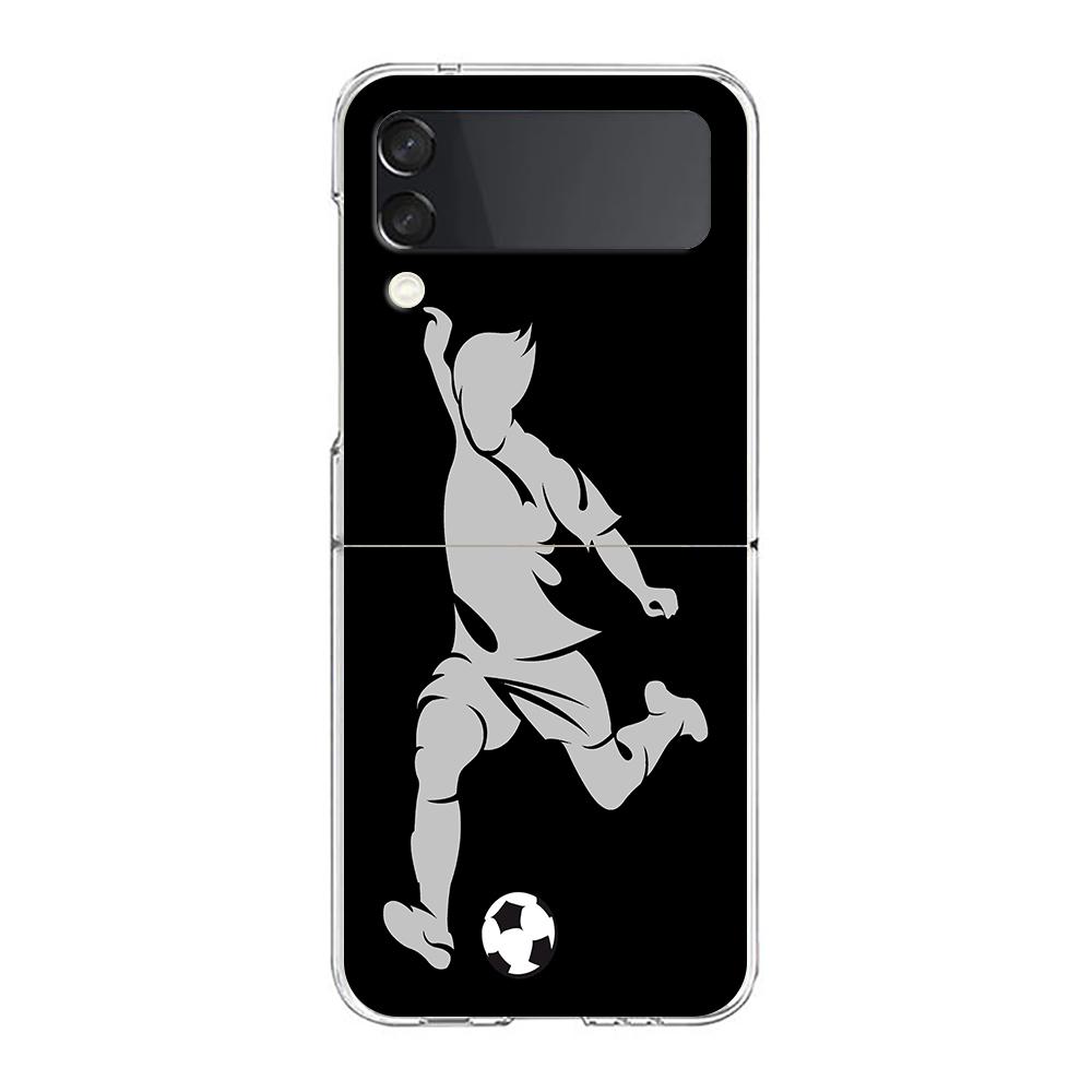 Football Player Soccer Art Clear Phone Case For Samsung Galaxy Z Flip 3 4 5 Hard Folding Shell For Samsung Z Flip3 Back Cover
