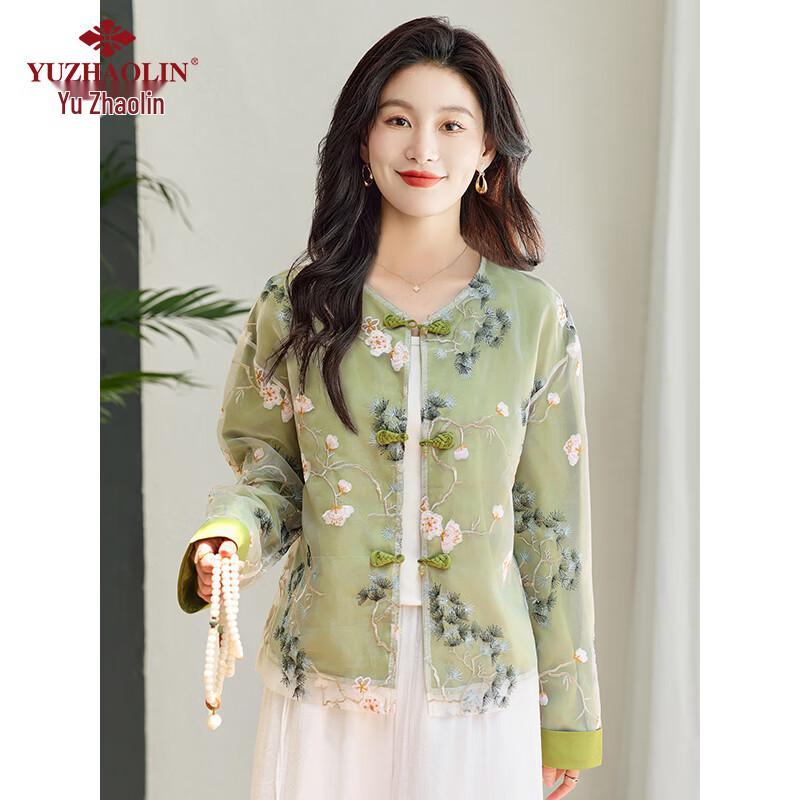 Yuzhaolin Women's New Chinese Style Embroidered Short Jacket